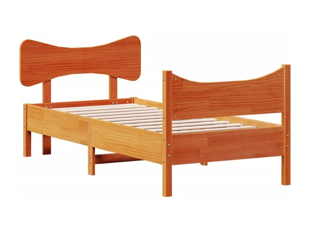 Cadre de lit sans matelas cire marron 100x200cm bois pin massif RDSY96147