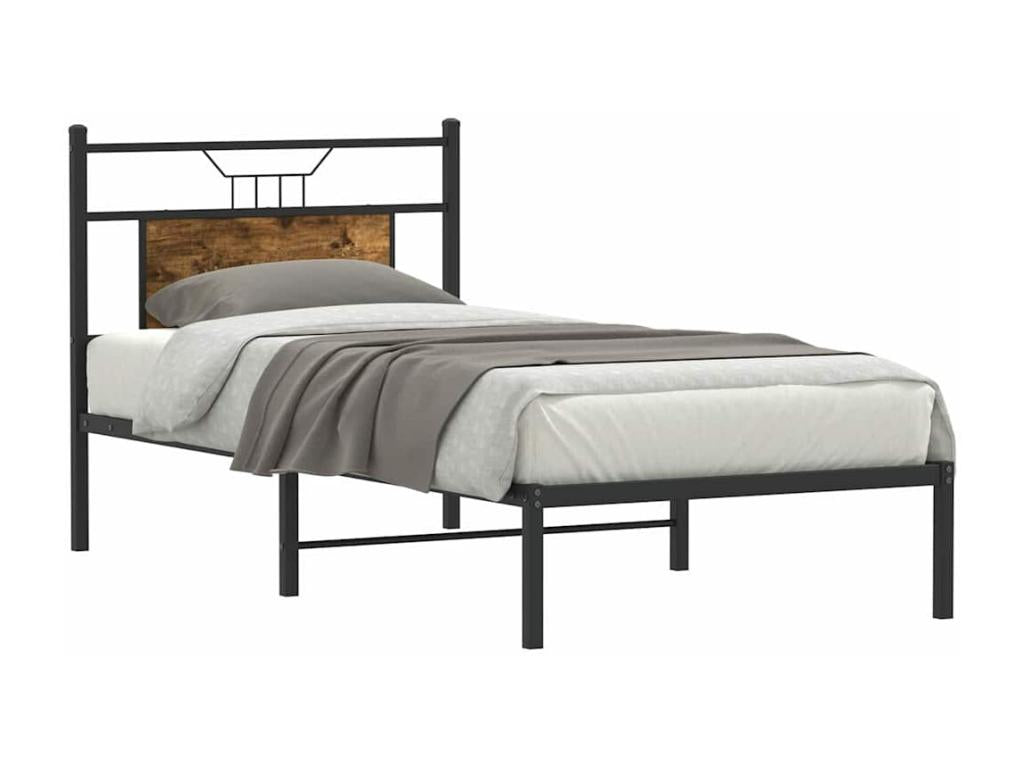 Cadre de lit sans matelas chêne fumé 75x190cm bois d'ingénierie OJHZ88866