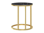 Table d'appoint Doré et marbre noir 45 cm Verre trempé MHIF09013