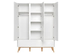 Armoire 3 portes 2 tiroirs Swing - Blanc et bois NVLQ00447