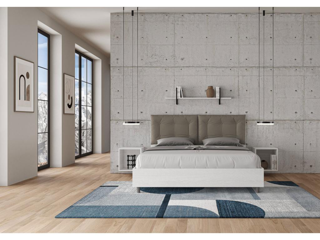 Lit coffre 160x200 avec coussins similicuir cappuccino Domopure FWTM57003