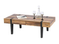 Table Basse Domopure – Bois avec Pieds en Métal 2 Tiroirs WJTH76806