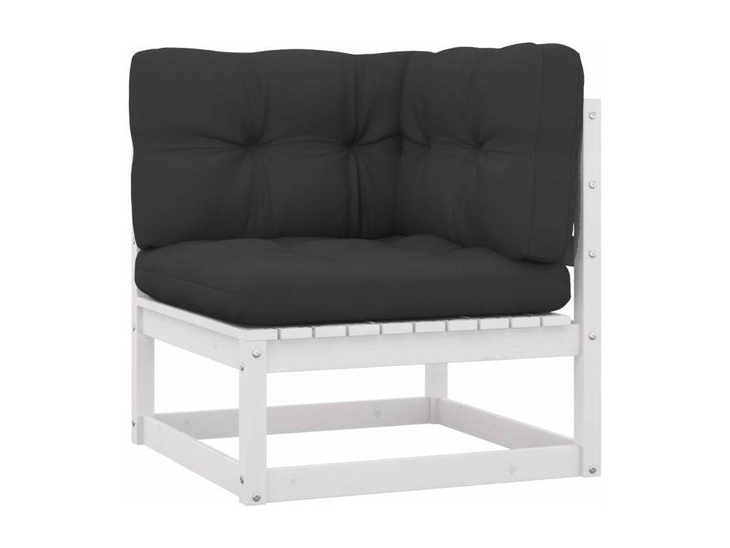 Salon de jardin 10 pièces avec coussins Blanc Bois de pin massif WGCC22322