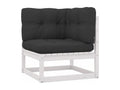 Salon de jardin 10 pièces avec coussins Blanc Bois de pin massif WGCC22322