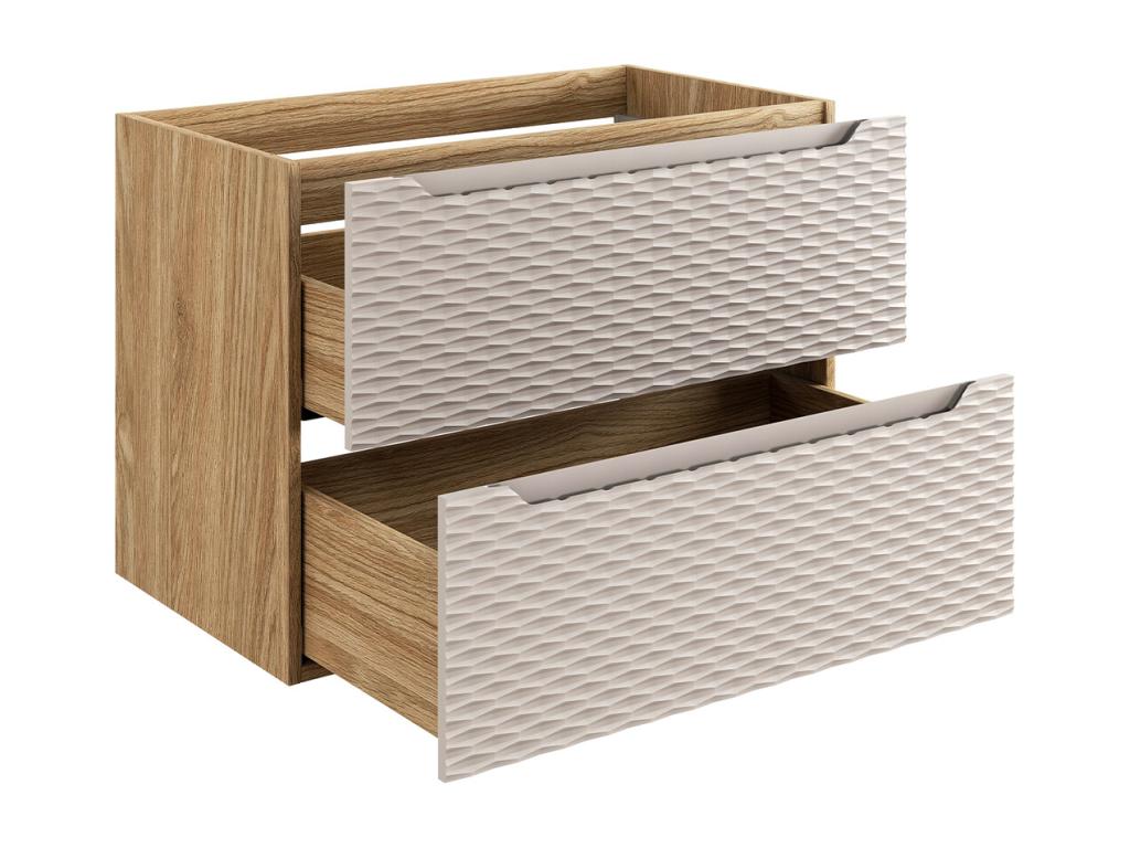 Ensemble meuble simple vasque 80cm et colonne Chicyla Beige et bois AYTC41581