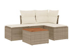Salon de jardin avec coussins 5 pcs beige résine tressée VNGU61256