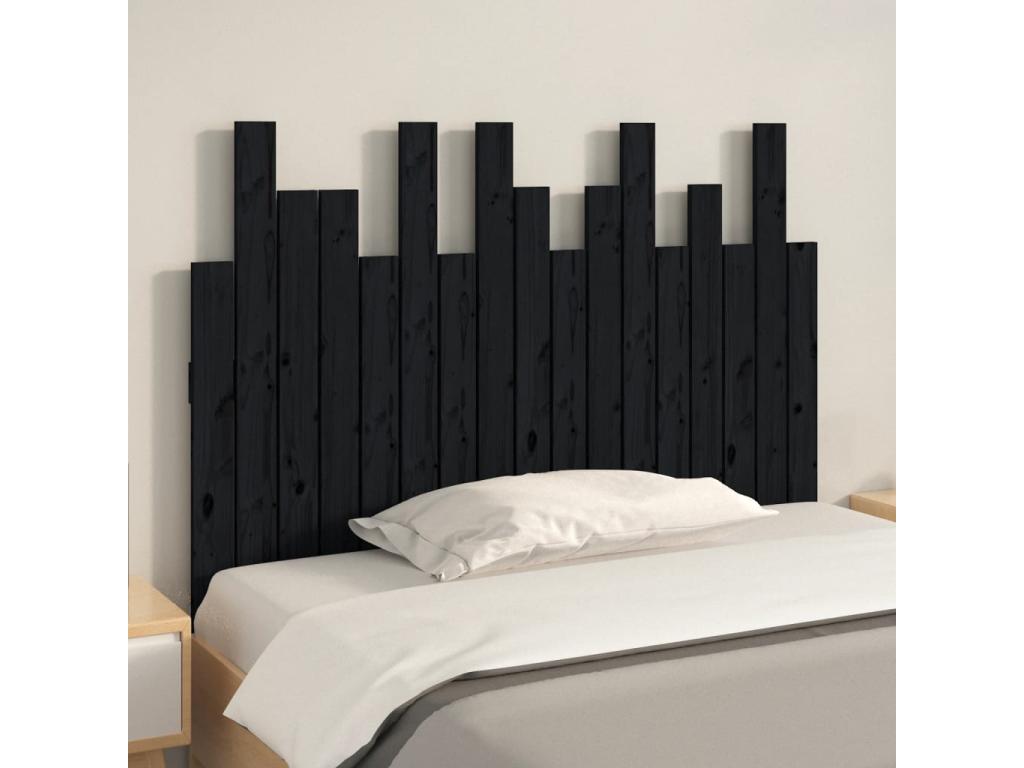 Tête de lit murale Noir 108x3x80 cm Bois massif de pin NARI30741