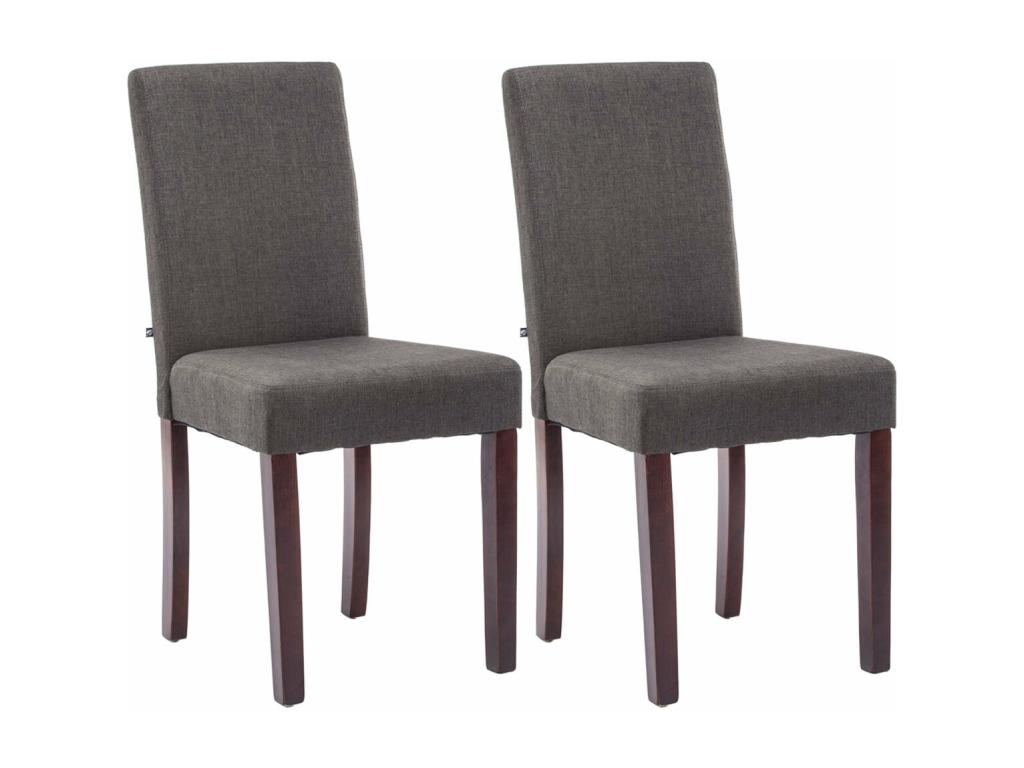Lot de 2 chaises de salle à manger design moderne en tissu gris clair foncé et pieds en bois marron foncé 10 0001554 OCWA95221
