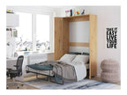Armoire Lit escamotable Vertical 120x200 cm Chêne Domopure avec porte Lit Rabattable Lit Mural Todor GFIR49861