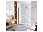 Paroi de douche à l'italienne avec retour pivotant 100 40x200cm avec barre de fixation 140cm en carré - Noir Mat - 8mm verre anticalcaire CLTT27983