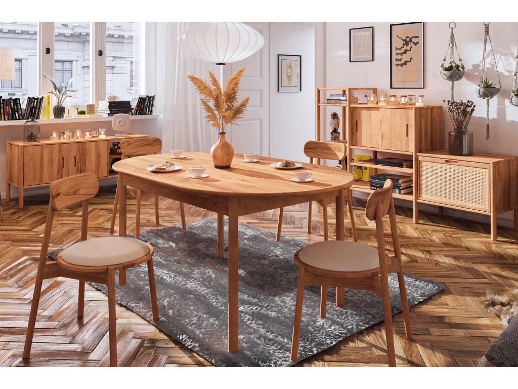 Chicyla - Table ovale en coeur de hêtre huilé naturel 90x140 UKYB64532