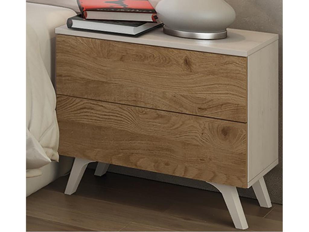 Ensemble de tête de lit avec LED 2 tables chevets chiffonnier Couleuris andersen/blanc ASZO63845