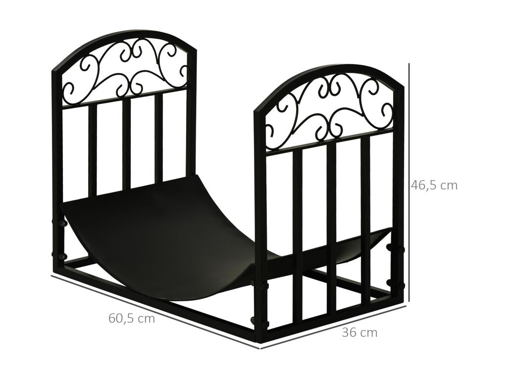 Domopure Range-bûches rack à bûches style fer forgé dim- 60.5L x 36l x 46.5H cm métal noir PDWM23505