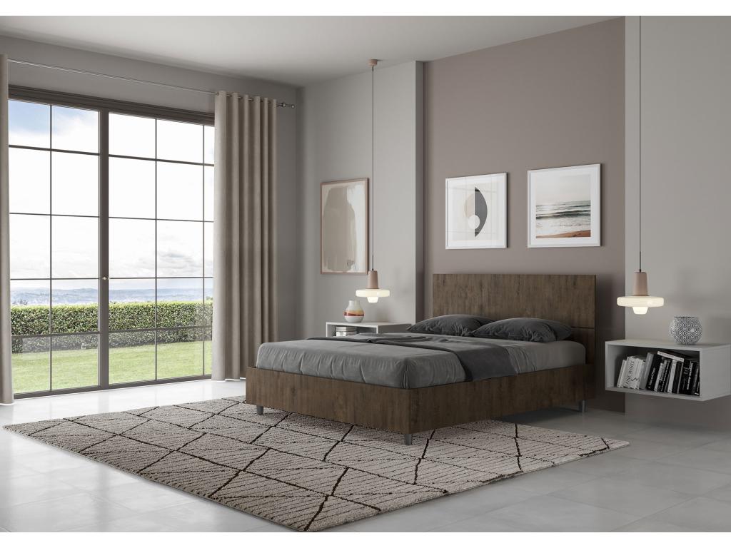 Lit sans sommier 140x190 tête de lit droite noyer Chicyla YAWA16828