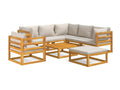 Salon de jardin 8 pièces avec coussins gris clair bois massif EION23794