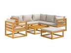 Salon de jardin 8 pièces avec coussins gris clair bois massif EION23794