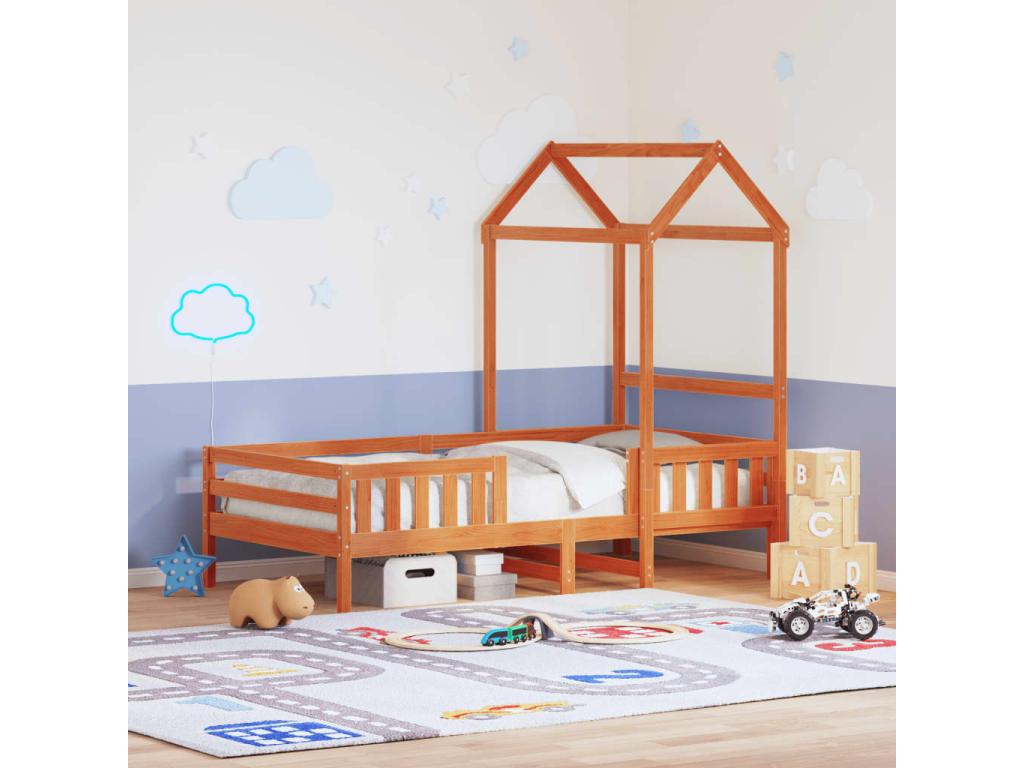 Cadre de lit avec toit sans matelas cire marron 90x200 cm ZGJG39535