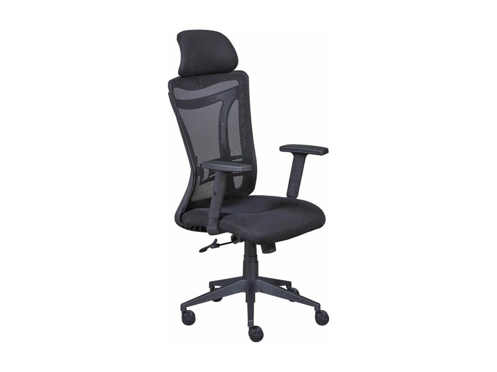 Domopure - Fauteuil de Bureau Tissu Mesh Noir et Appui-Tête MQNN38643