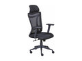 Domopure - Fauteuil de Bureau Tissu Mesh Noir et Appui-Tête MQNN38643
