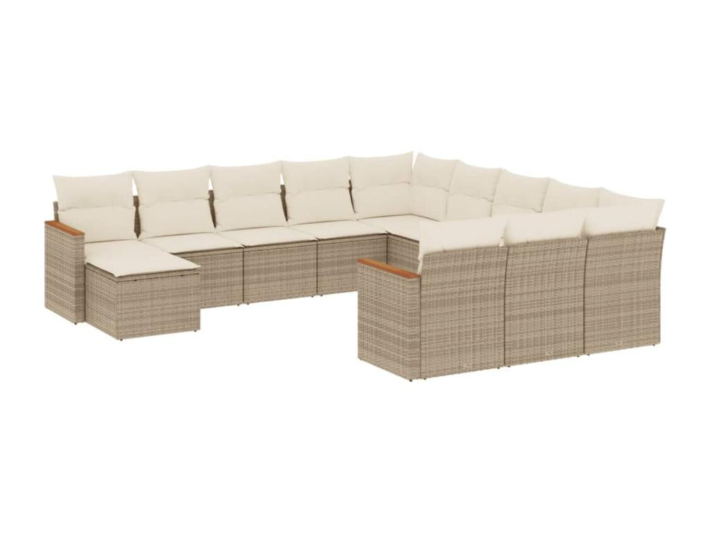 Salon de jardin avec coussins 12 pcs beige résine tressée ESNL76387