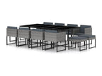 Salon de jardin 13 pcs avec coussins Résine tressée Gris GVXD20740