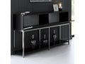 Console style contemporain Domopure L150cm Bois Noir et Métal Argent THGX92228