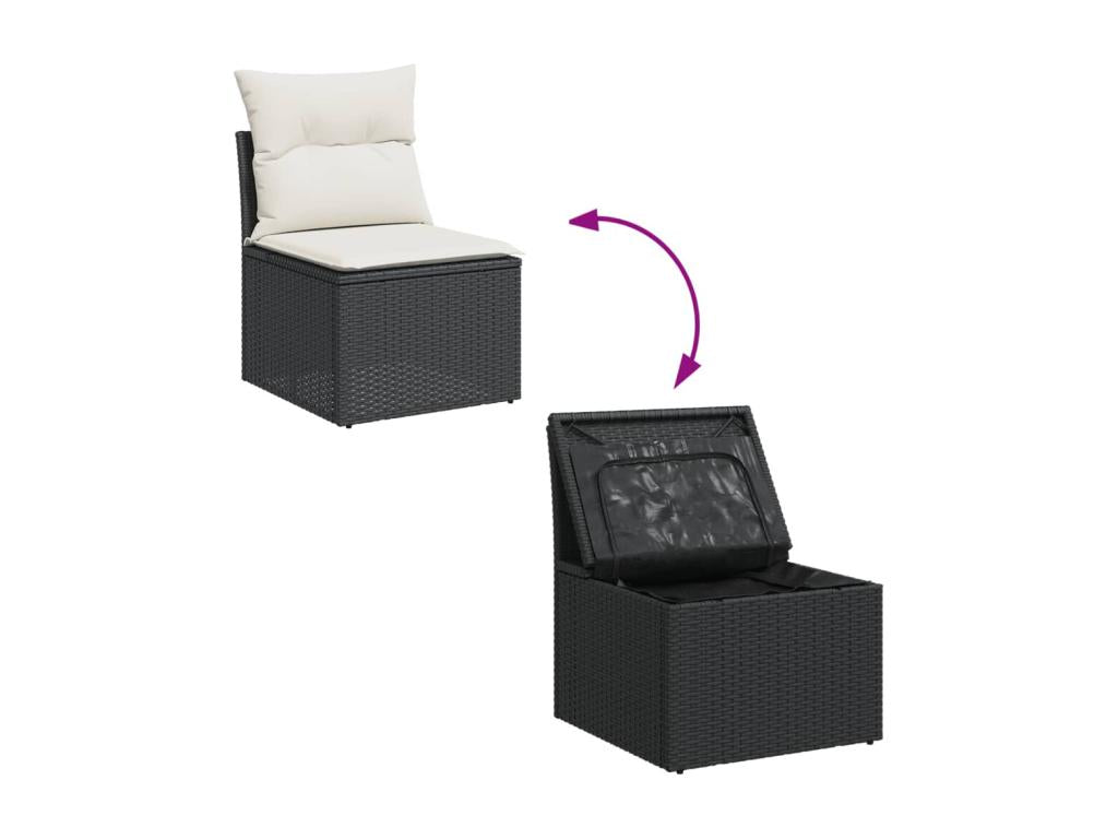 Salon de jardin 9 pcs avec coussins noir résine tressée WLTN57619