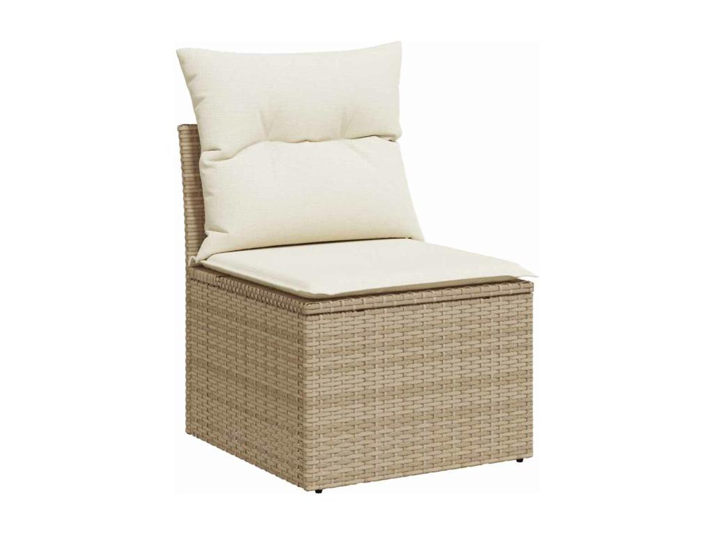 Salon de jardin avec coussins 7 pcs beige résine tressée QPZC18510