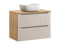 Ensemble meuble simple vasque 80cm et colonne Chicyla Beige et bois AYTC41581