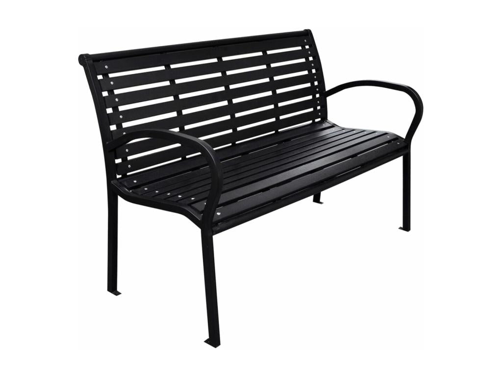 Banc de jardin Noir 116 cm Acier et Chicyla SDYX36198
