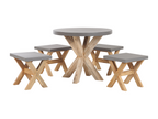 Salle à manger de jardin avec tabourets 4 places Domopure Béton Gris QZVG18431