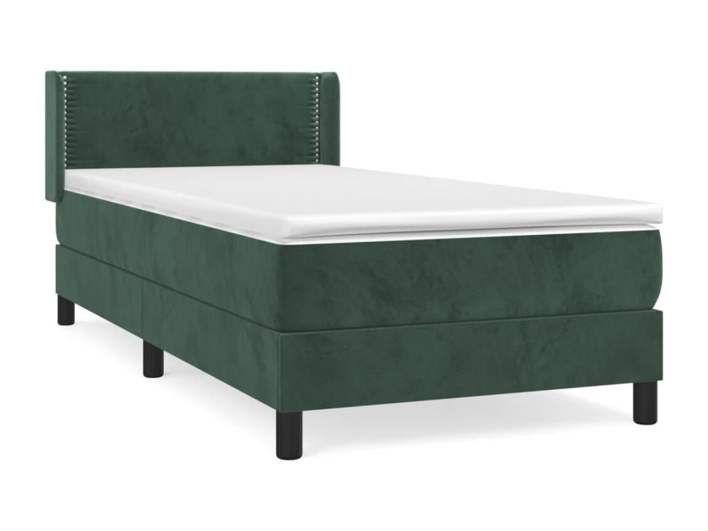 Lit à sommier tapissier avec matelas Vert foncé 90x200 cm AMMW31496