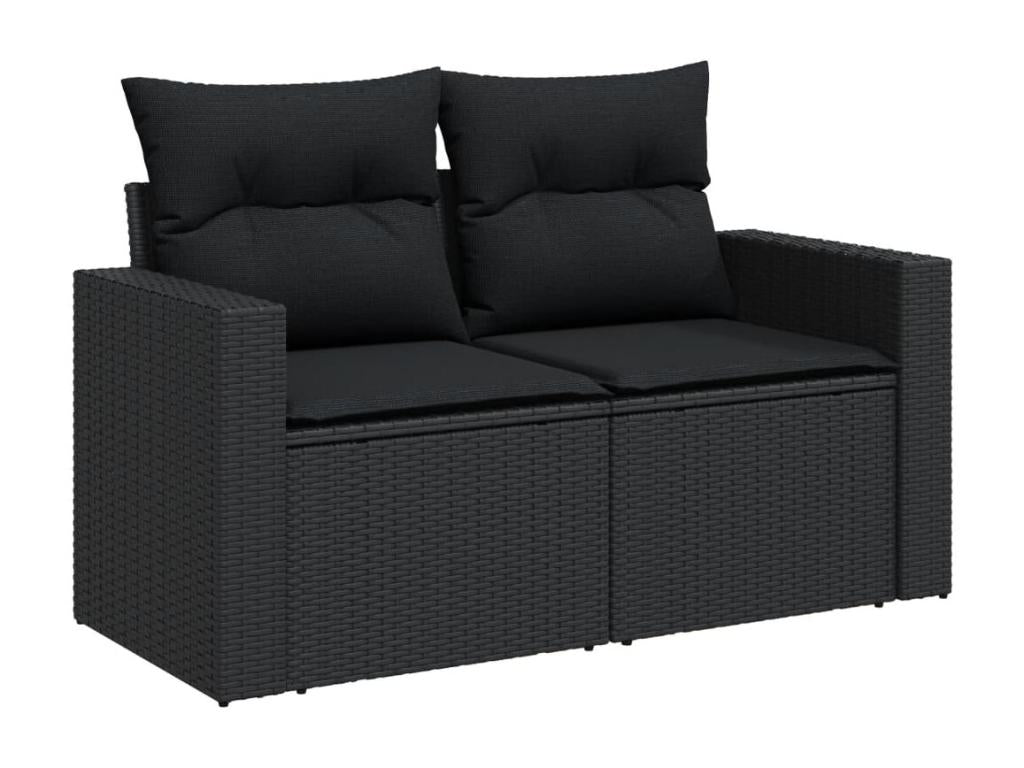 Salon de jardin 6 pcs avec coussins noir résine tressée WATY03554