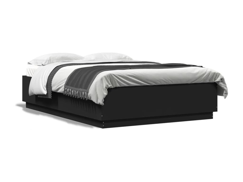 Cadre de lit avec Chicylaères LED noir 150x200cm bois d'ingénierie CHED75049