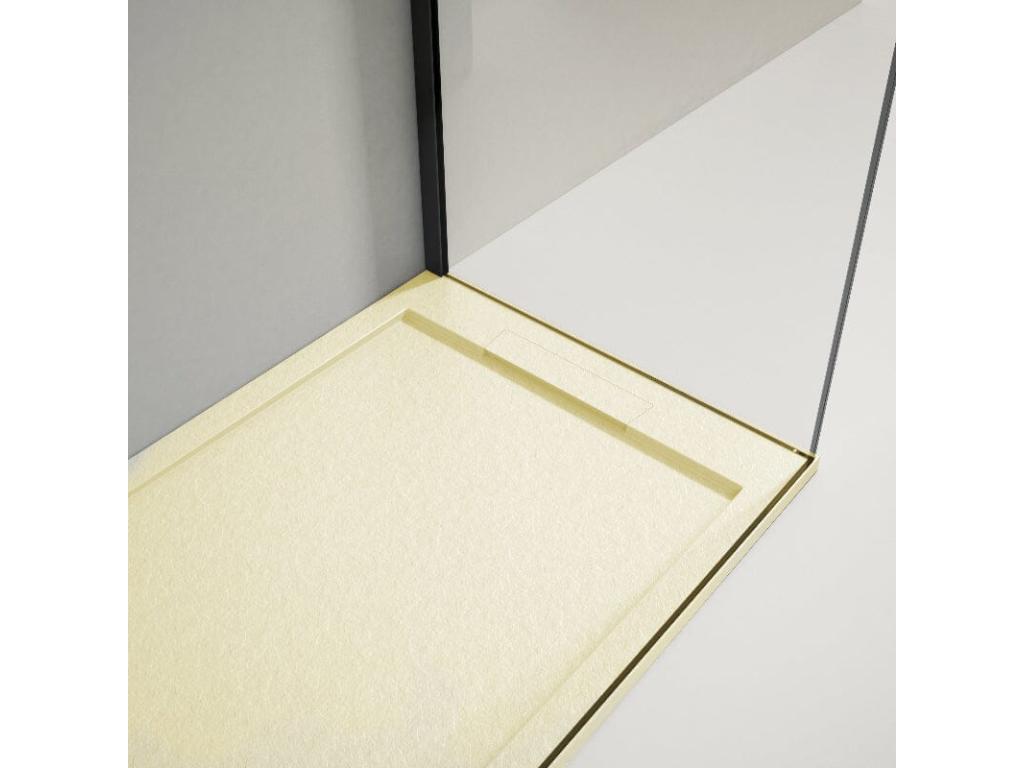 Receveur de douche 80x110cm extra plat Domopure en résine surface ardoisée beige ENSU83927