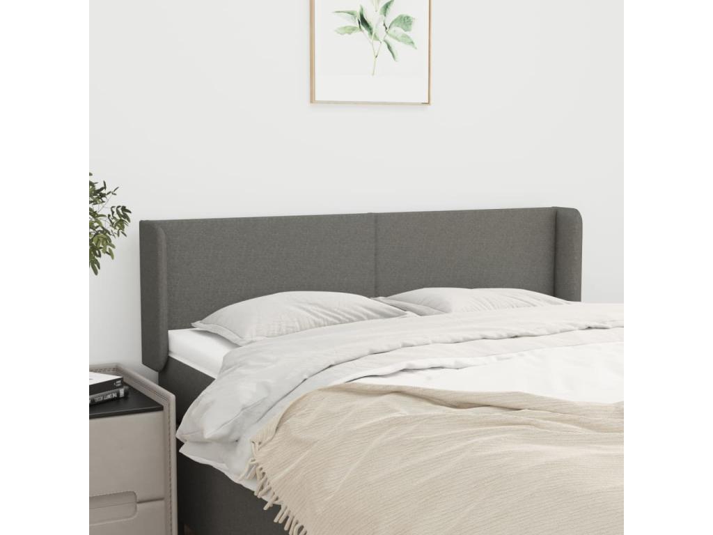 Tête de lit avec oreilles Gris foncé 147x16x78/88 cm Tissu BHRG61785