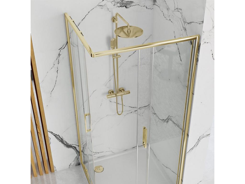 Cabine De Douche Domopure Punto 90x90 Gold Receveur De Douche Domopure White UVXE22112