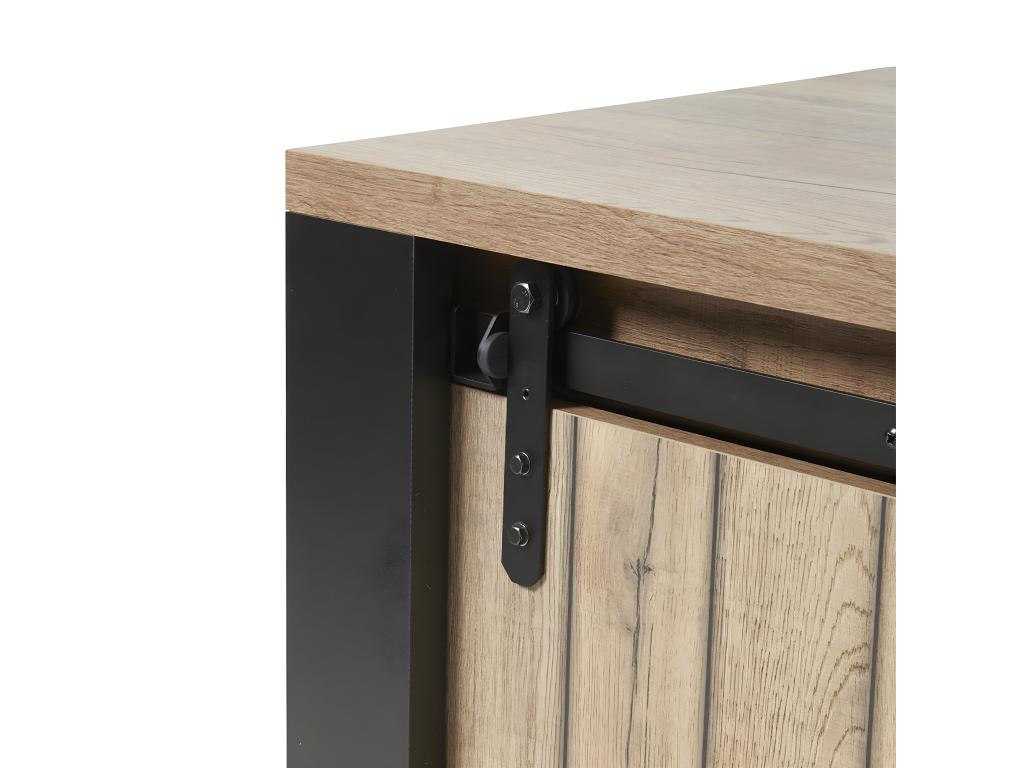 Chicyla - Meuble TV 1 Porte Coulissante 2 Niches Métal et Aspect Bois Finition Chicyla SSQO35718