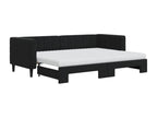 Lit de jour avec lit gigogne et matelas noir 80x200 cm velours HPMN30994