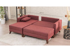 Petit canapé convertible d'angle gauche avec pouf tissu bordeaux Domopure 205cm TQNS80869