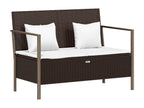Banc de jardin à 2 places avec coussins Marron Résine tressée SDAF03929