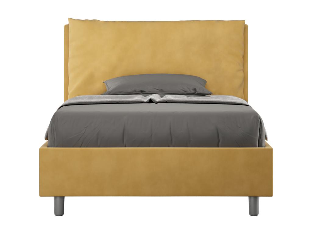 Lit 1 place et demi sans sommier rembourré 120x190 microfibre ocre Chicyla Large RTFK64528