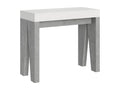 Console extensible 90x40/196 cm Naxy Mix Small dessus Frêne Blanc - structure Gris Béton QHIN73870