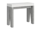 Console extensible 90x40/196 cm Naxy Mix Small dessus Frêne Blanc - structure Gris Béton QHIN73870