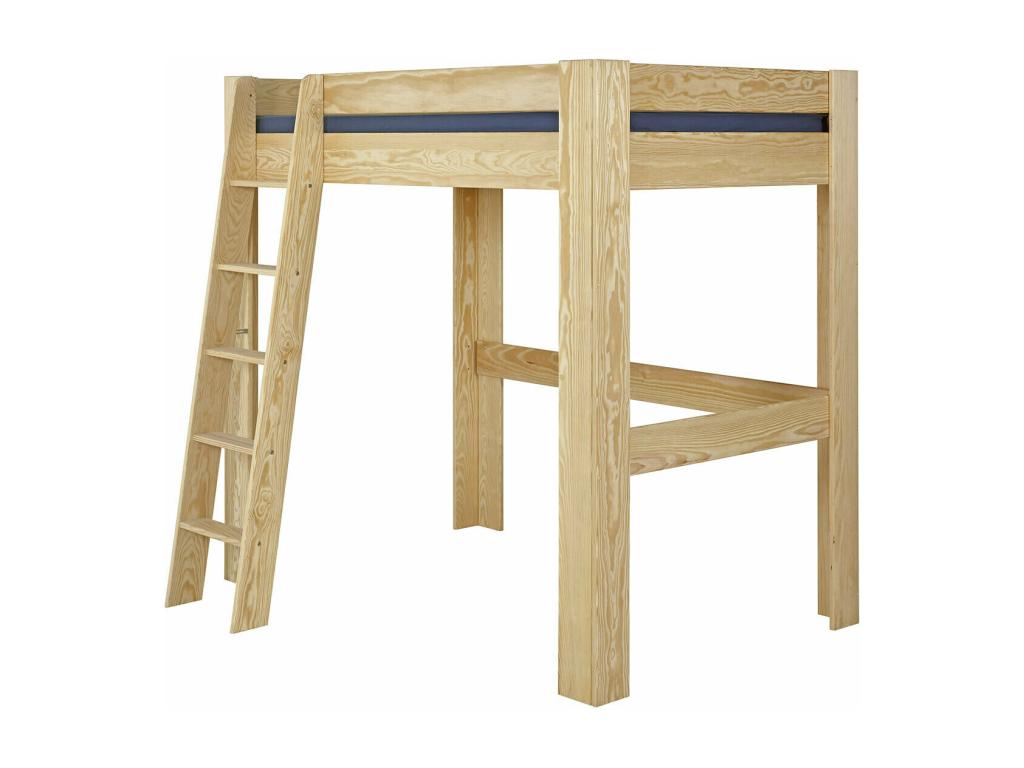 Lit mezzanine 2 places 120x190 cm bois massif bois naturel Domopure FFLZ78775