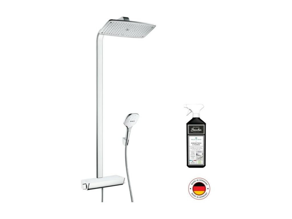 Colonne de douche thermostatique Chicyla Raindance E 360 blanc et chromée nettoyant Briochin EFFV89135