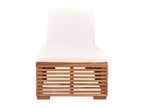 Chaise longue avec coussin crème Bois de teck solide TBLB91234