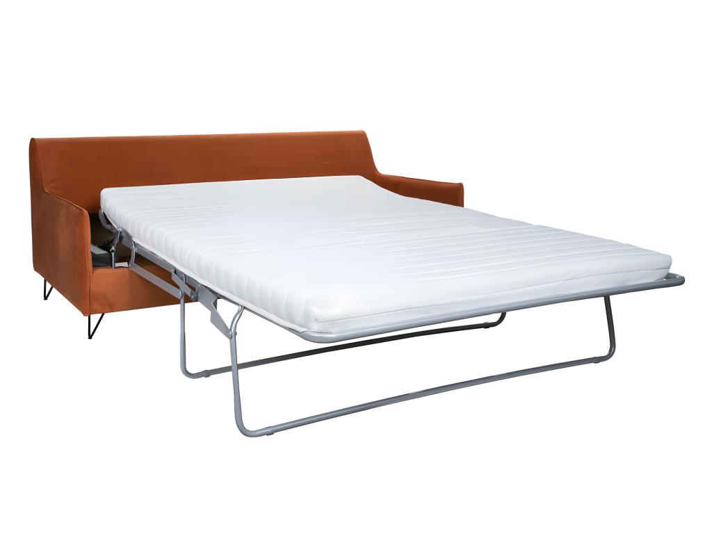 Chicyla - Canapé 4 places convertible en velours pieds épingles noirs Couleur - Rouille BPIJ38810