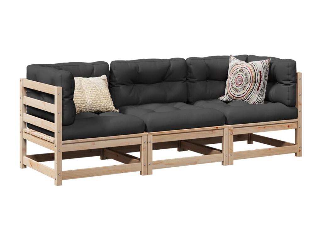 Salon de jardin 3 pcs bois de pin massif ENNB31779