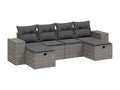 Salon de jardin 6 pcs avec coussins gris résine tressée DBGD23621